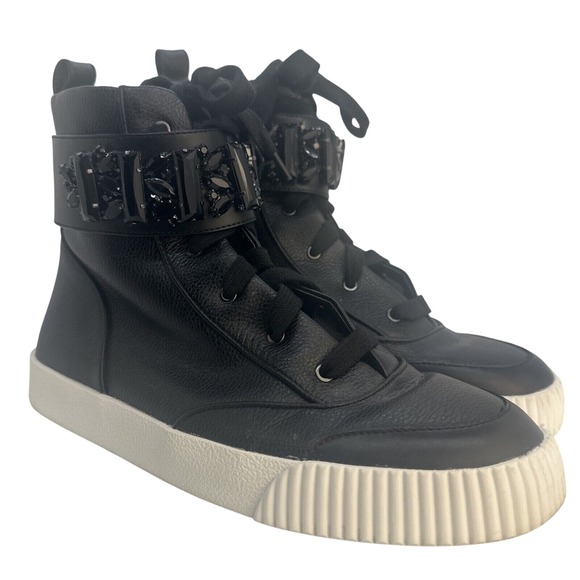 Karl Legerfeld Paris Shoes - Karl Lagerfeld Paris Jeren Embellished Leather High-Top Sneakers Size 9‎